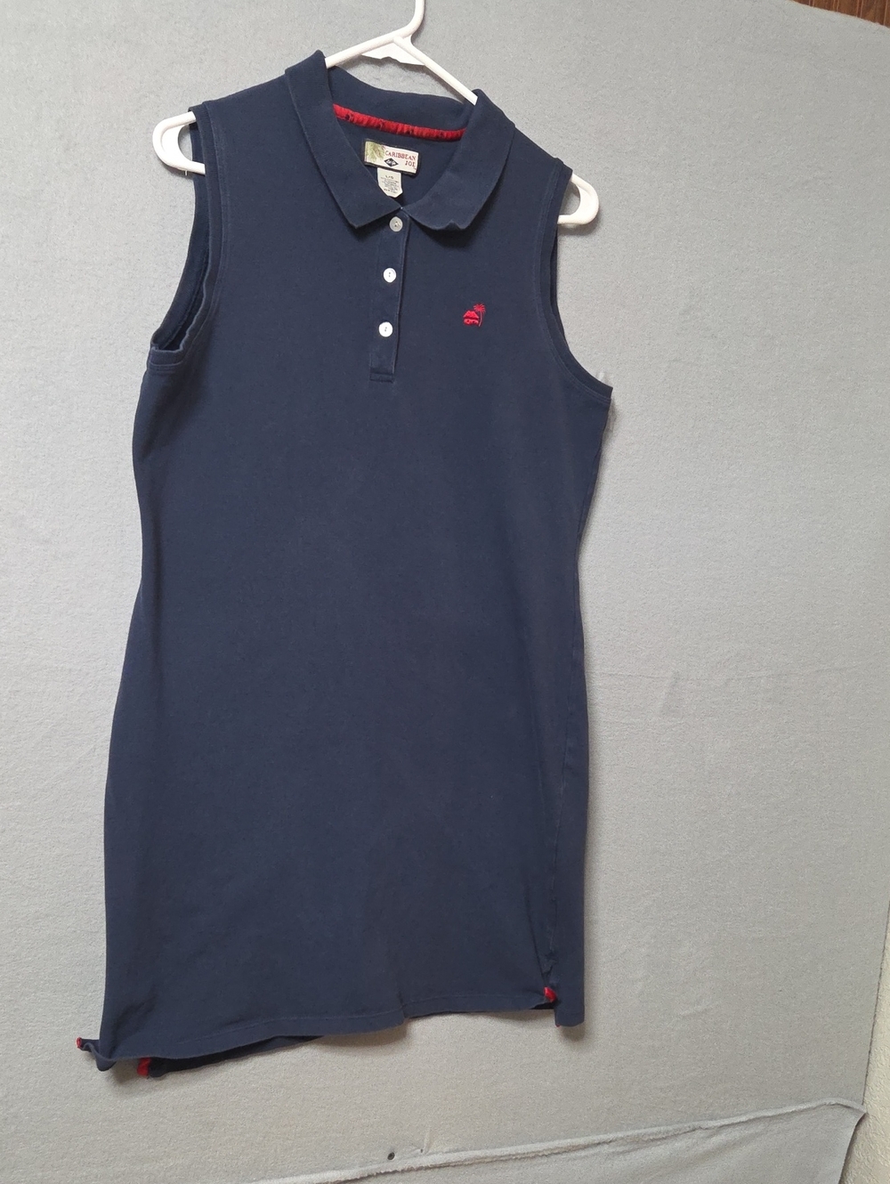 Caribbean Joe Navy Sleeveless Polo Dress with Red Accent